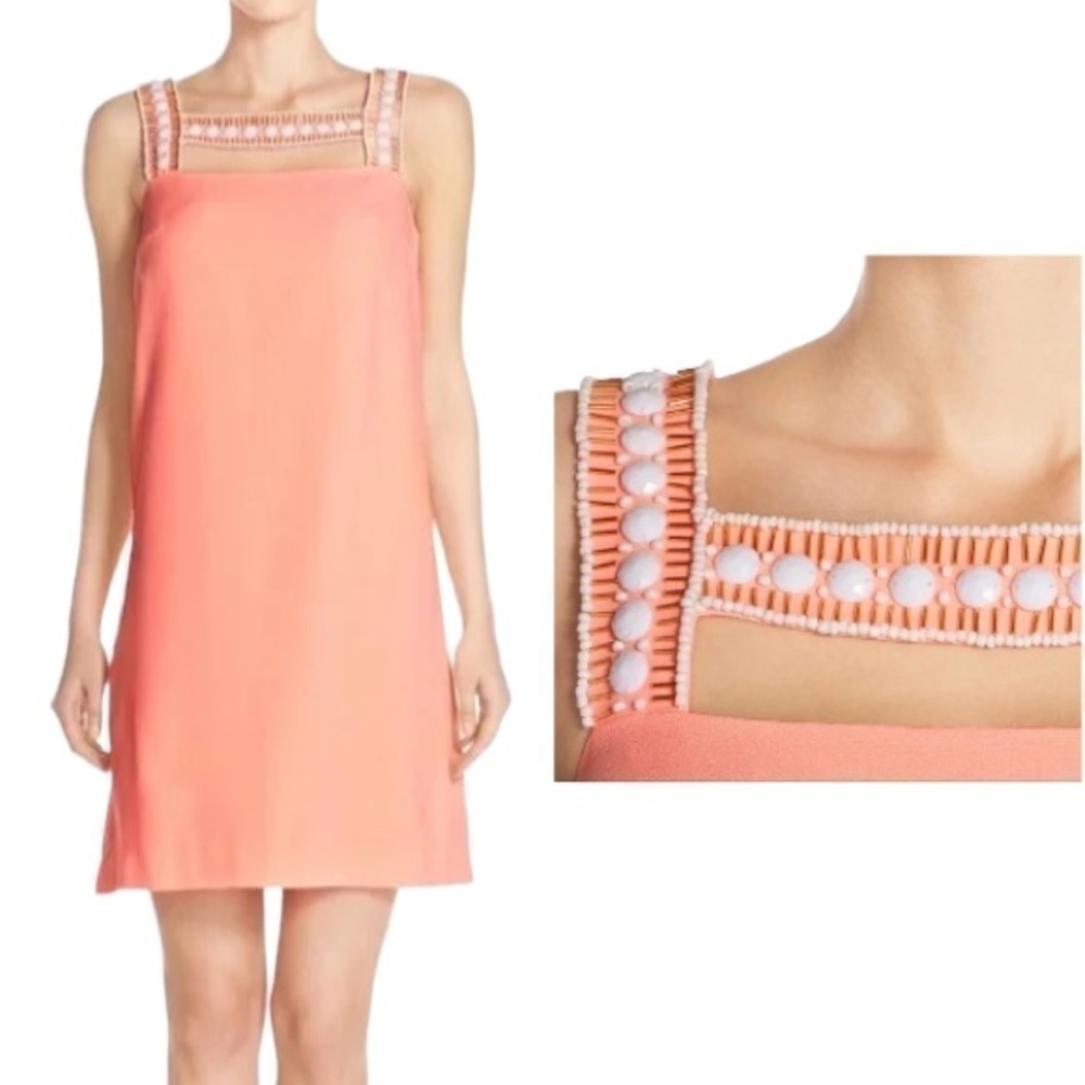 lilly Pulitzer Mason beaded cut out neckline shift dress